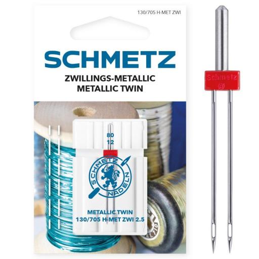 SCHMETZ - Aguja Gemela para Hilo Metálico Nº 80 2,5