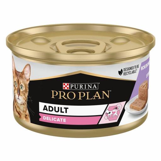PURINA PRO PLAN ADULT DELICATED PAVO LATA PARA GATO PACK 24X85GR [1]