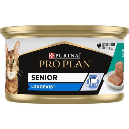 PURINA PRO PLAN SENIOR 7+ LONGEVIS ATÚN LATA PARA GATOS MAYORES PACK 24X85GR