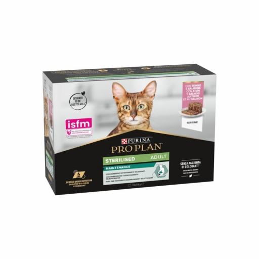 PURINA PRO PLAN ADULT STERILISED MAINTENANCE LATA PARA GATO ESTERILIZADO CON ATÚN Y SALMÓN PACK 24X85GR