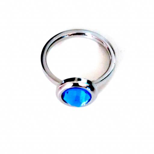 Anillo  de acero con cristal azul tallado [2]