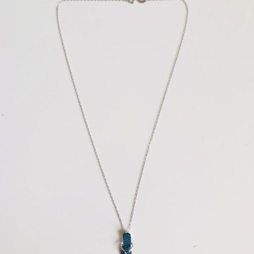 Colgante chancla de plata con circonitas  azules y cadena [3]