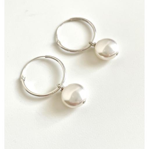 Aros de plata con perla Swarovski "White" [3]
