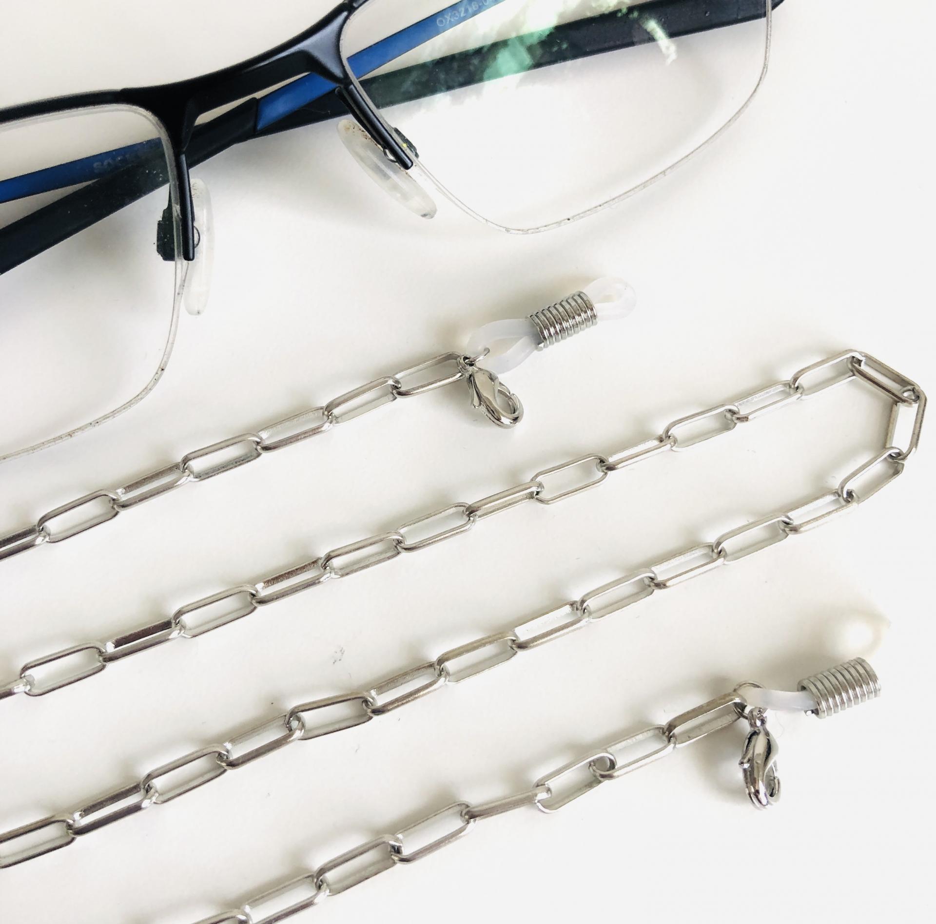 Cuelga gafas o mascarilla con cadena plateada