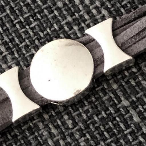 Pulsera con círculo plateado y antelina gris marengo [0]