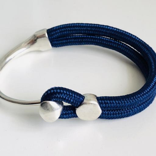 Pulsera  de cuerda de nylon en plateado y azul [1]