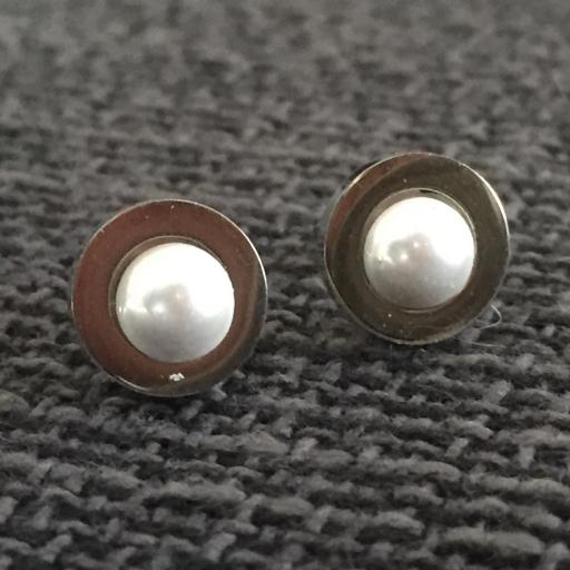 Pendientes botón con perla [0]