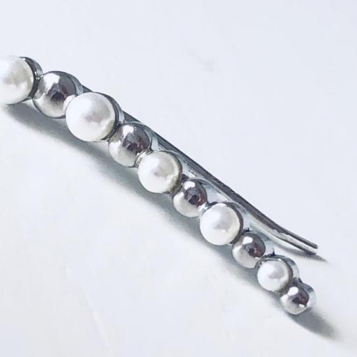 Pendientes trepadores de plata con perlas [2]