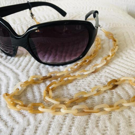 Cadena gafas con eslabones de resina beige crudo y marrón claro [0]