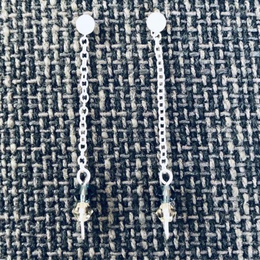 Pendientes de plata y cristales Swarovski azul mar y visón [2]