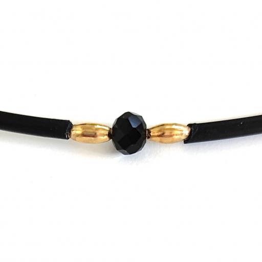 Collar gargantilla dorado y negro con cristal Swarovski negro [0]