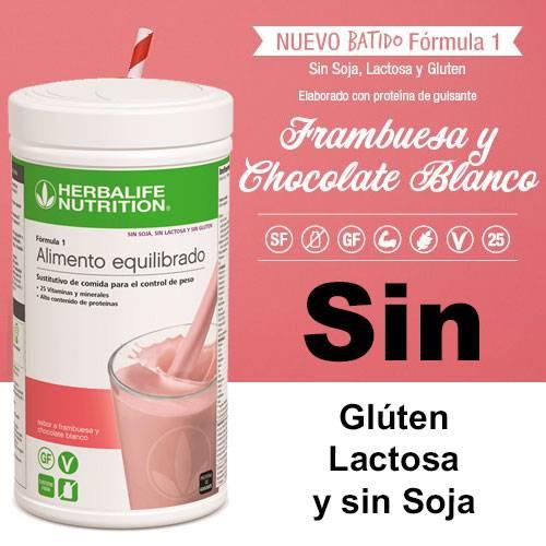 Batido fórmula 1 SIN Frambuesa y chocolate Blanco