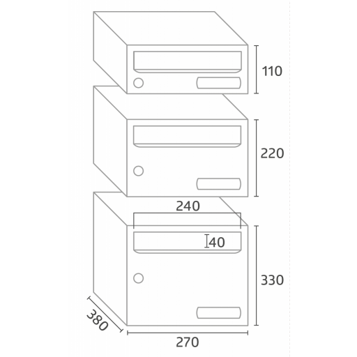 Buzones Modelo Kompact H, Referencias: H360 / H270, (Apertura Tapa Bocacartas hacia fuera) * PEDIDO MÍNIMO 4 UNIDADES, POR COLOR Y MEDIDA *. [2]