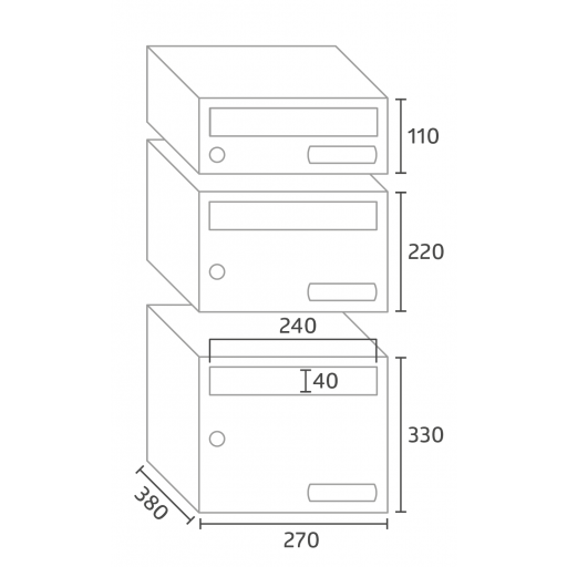 Buzones Modelo Kompact PUSH H, Referencias: PUSH H360 / PUSH H270, (Apertura Tapa Bocacartas hacia dentro) * PEDIDO MÍNIMO 4 UNIDADES *. [2]