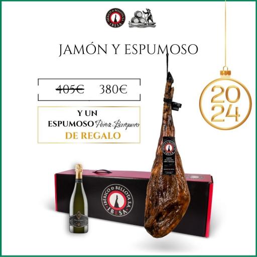 Ibesa Jamón de bellota 100% ibérico  7-7,5KG + Espumoso