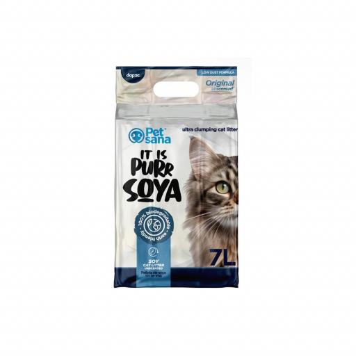 Arena aglomerante para gatos a base de fibras de soja [0]