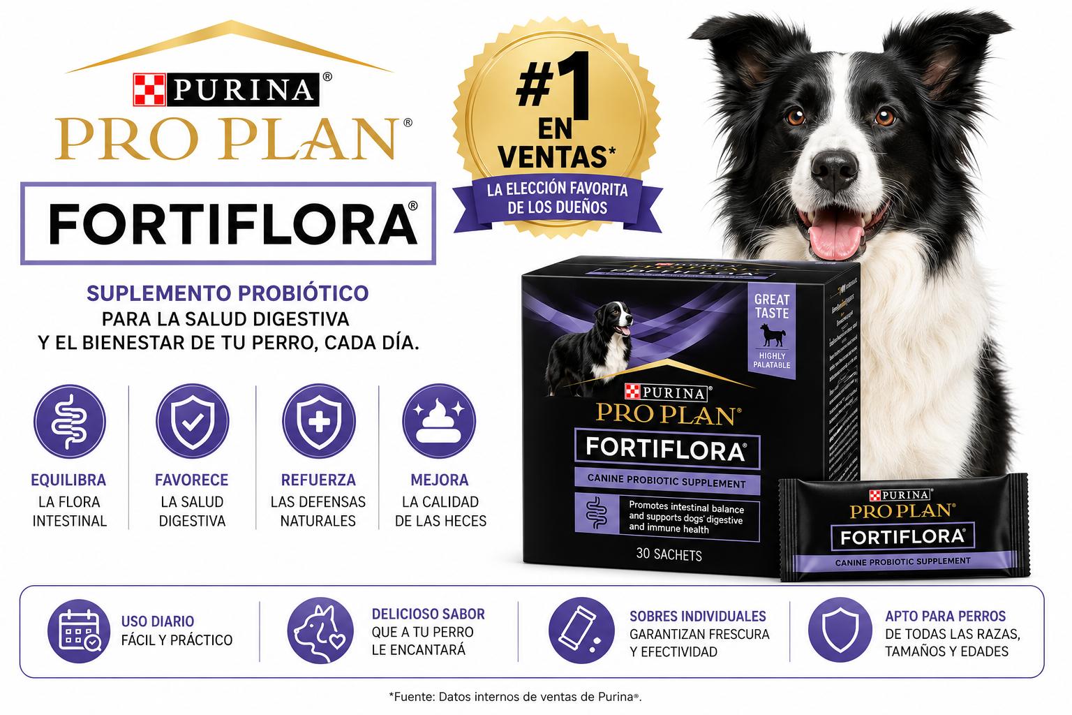 Suplemento nutricional para problemas digestivos PURINA PROPLAN FORTIFLORA