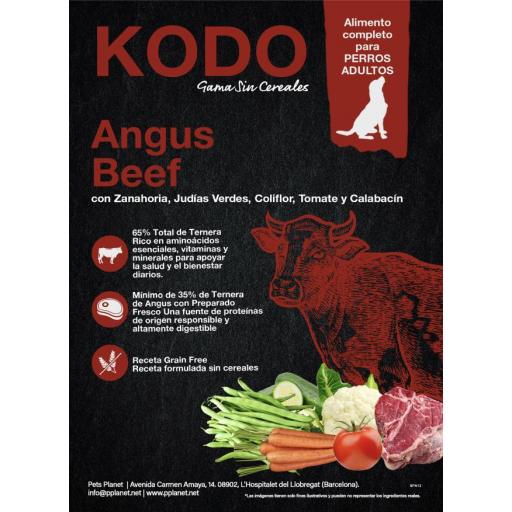 Alimento para perros sin cereales KODO SUPERFOODS de ternera ANGUS