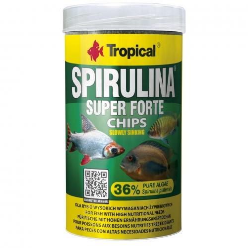 Alimento en chips rico en espirulina para peces de acuario TROPICAL SPIRULINA FORTE CHIPS