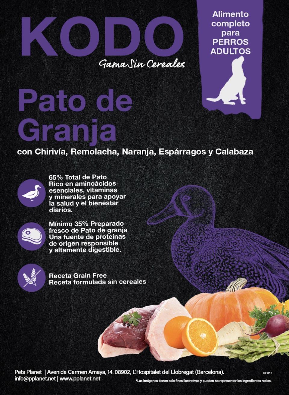 Alimento para perros sin cereales KODO SUPERFOODS de pato