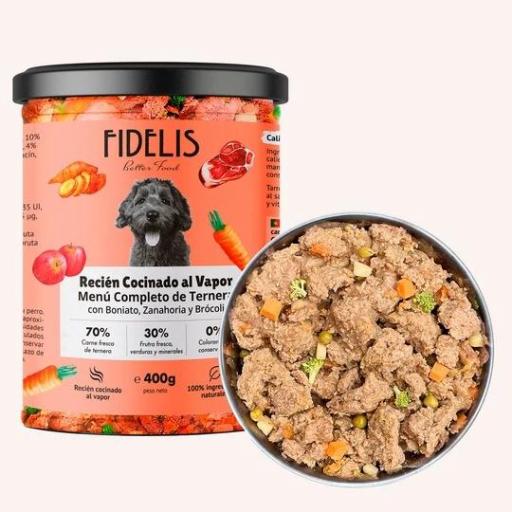 Alimento cocinado al vapor en tarro de vidrio para perros FIDELIS [0]
