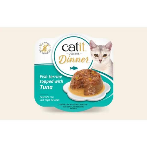 Alimento húmedo para gatos de doble capa a base de pescado CATIT DINNER