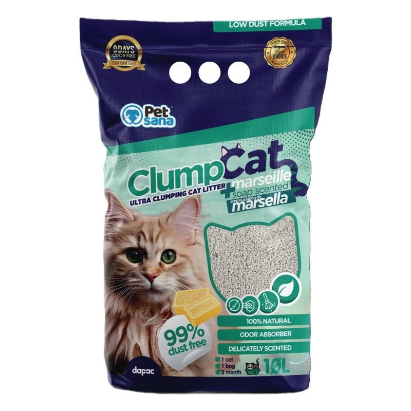 Arena aglomerante de bentonita con aroma a jabón de marsella para gatos CLUMPCAT