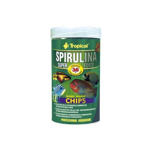 Alimento en chips rico en espirulína para peces tropicales y marinos SUPER SPIRULINA FORTE 250ml