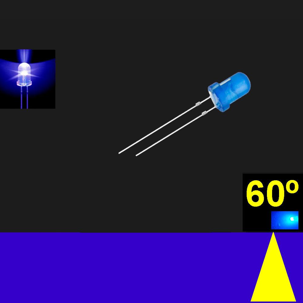 560LB7D.  5mm LED. Azul. Lente Azul difusa. Superbrillo. HB.  60°~70°