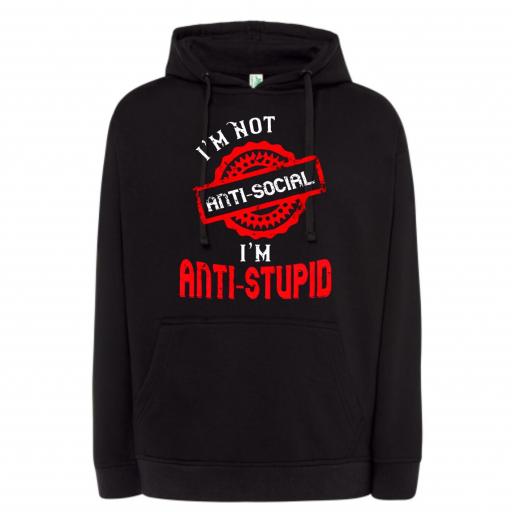 SUDADERA CON CAPUCHA No soy Anti Social # 1669