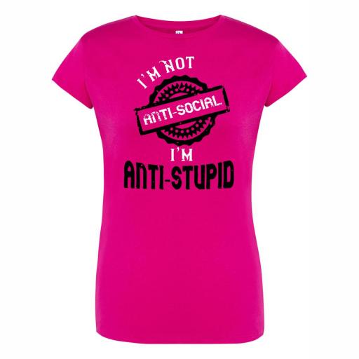 Camiseta Entallada Chica No soy Anti Social # 1669 [2]