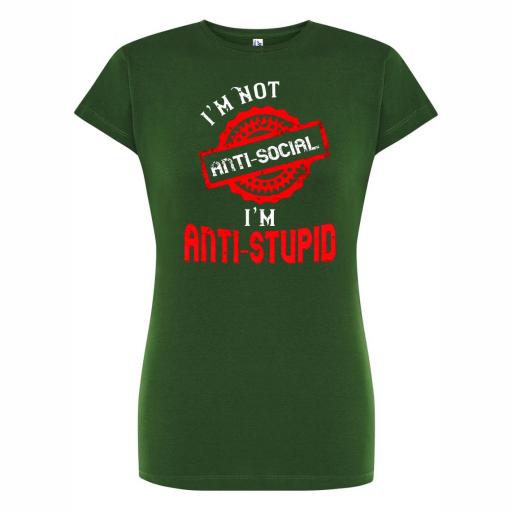 Camiseta Entallada Chica No soy Anti Social # 1669 [3]