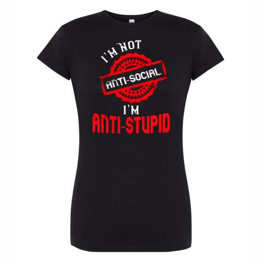 Camiseta Entallada Chica No soy Anti Social # 1669 [5]