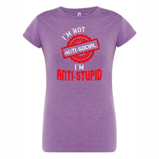 Camiseta Entallada Chica No soy Anti Social # 1669 [6]