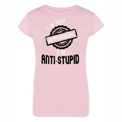 Camiseta Entallada Chica No soy Anti Social # 1669