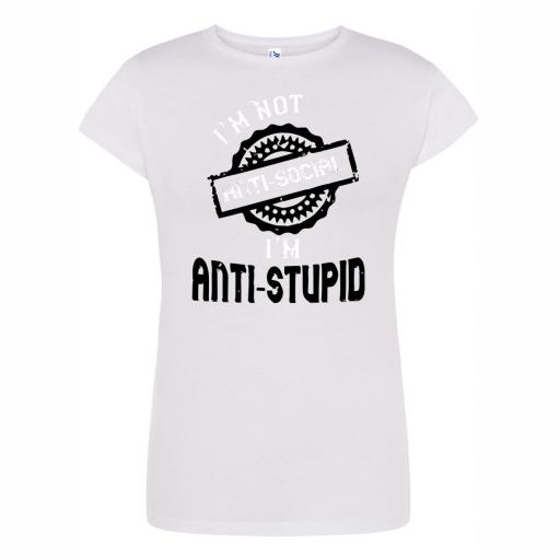 Camiseta Entallada Chica No soy Anti Social # 1669 [7]