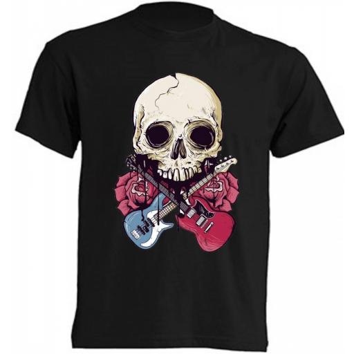 Camiseta Calavera con guitarras