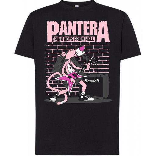 Camiseta 100% algodón _  Pantera Rosa Rock 