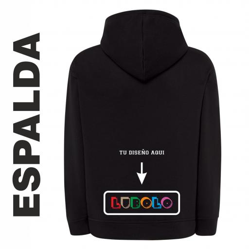 SUDADERA CON CAPUCHA PERSONALIZADA con diseño de LUBOLO en la espalda [1]