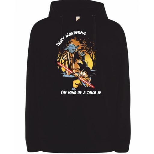 Sudadera Capucha Goku y Yoda "truly wonderful the mind of a child is" 