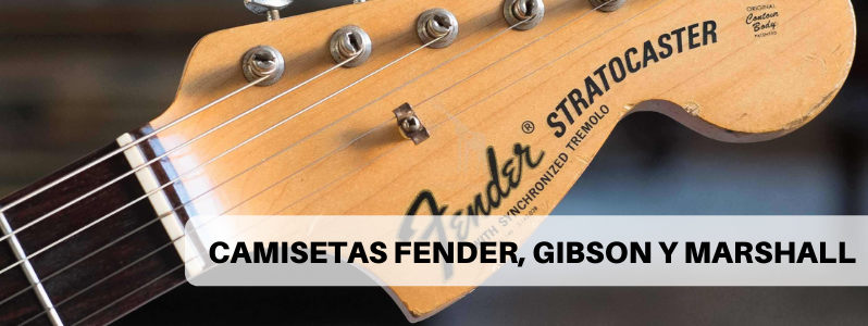 Camisetas y sudaderas de Fender, Marshall y Gibson