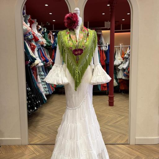 Traje de flamenca canastero envolvente plumeti blanco [0]