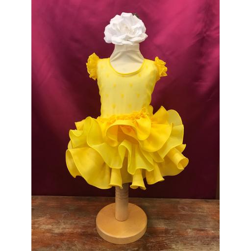 Vestido flamenca niña plumeti amarillo. [0]