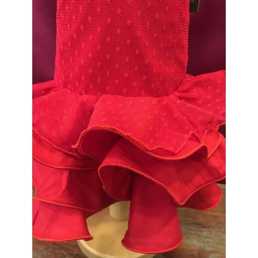 Vestido flamenca niña plumeti rojo. [1]