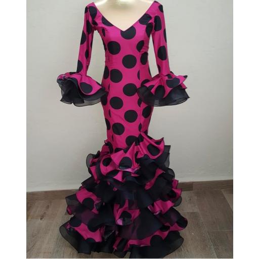 Málaga Fucsia Lunares Negros y Organdil Negro [3]