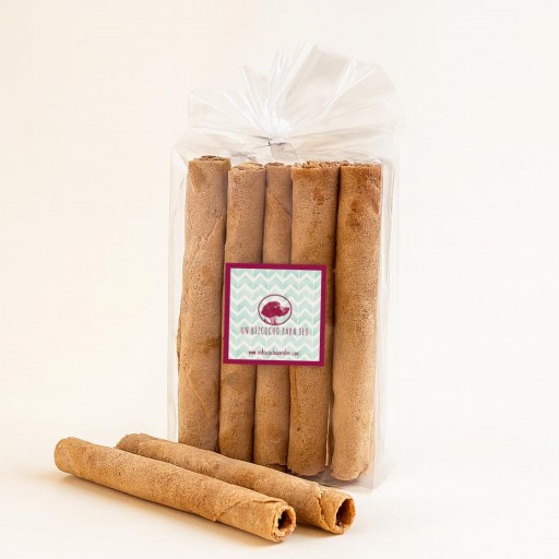 Barquillos sin azúcar rellenos de chocolate negro