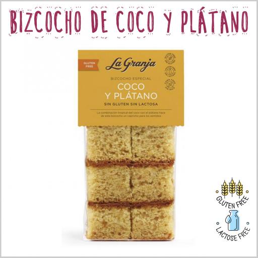 Bizcocho de Coco y Plátano, Sin Gluten y Sin Lactosa