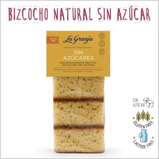 Bizcocho Natural Sin Azúcar, Sin Gluten y Sin Lactosa