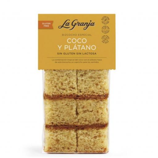 Bizcocho de Coco y Plátano, Sin Gluten y Sin Lactosa