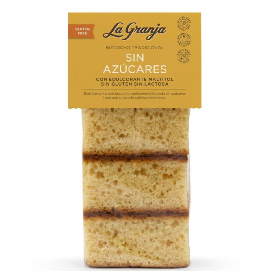 Bizcocho Natural Sin Azúcar, Sin Gluten y Sin Lactosa